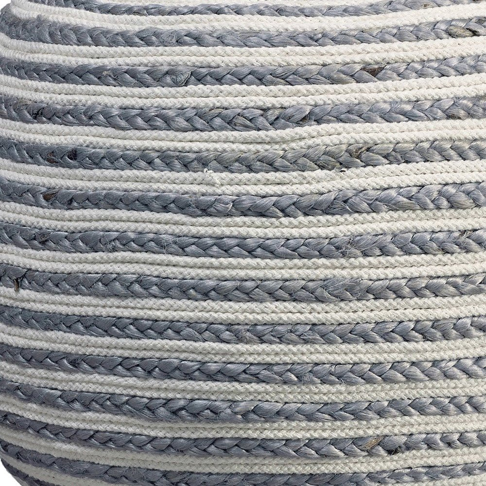 20" Rainbow Cotton Blend Round Striped Pouf Ottoman