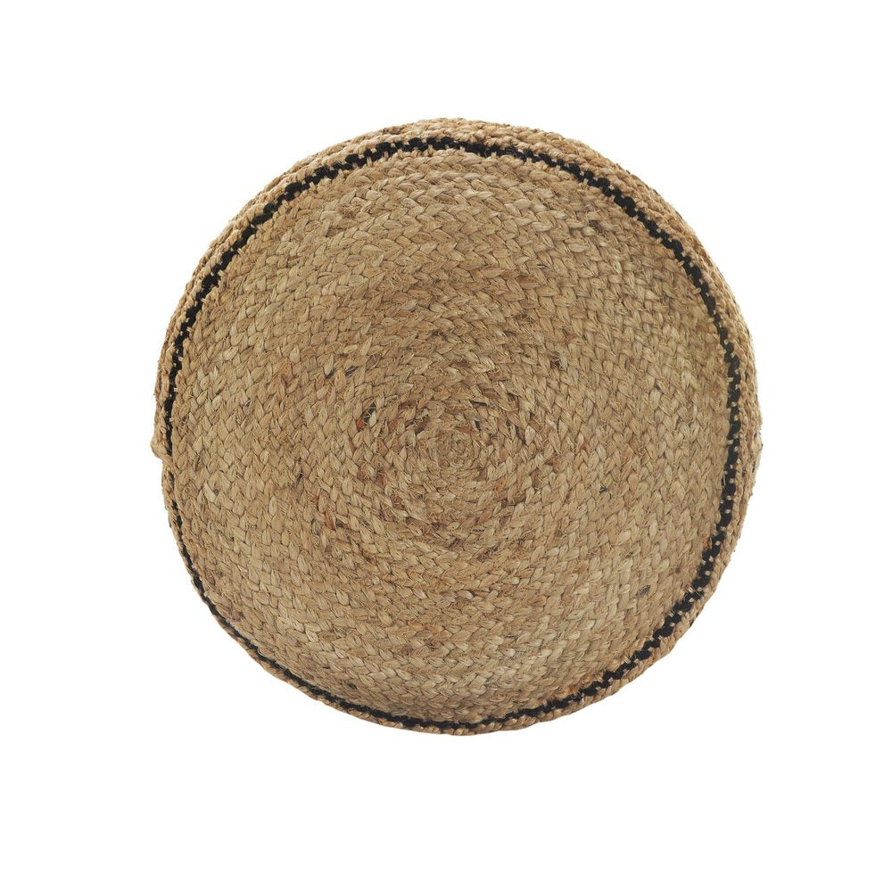 18" Tan Geometric Pouf Ottoman