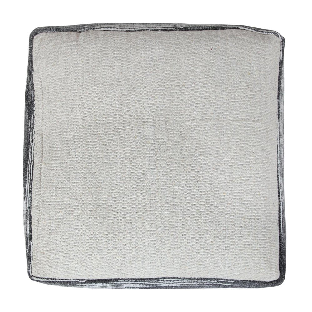 18" Gray Cotton Striped Pouf Ottoman
