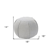 18" Gray Cotton Patchwork Round Pouf Ottoman