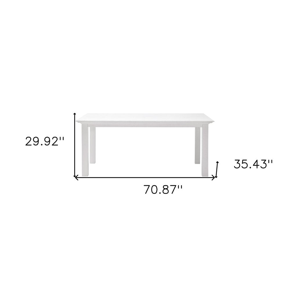 71" White Solid Wood Dining Table