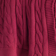 Red Knitted 100% Cotton Throw Blanket