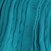 50" X 60" Teal Blue Cotton Cable Knitted Striped Throw Blanket