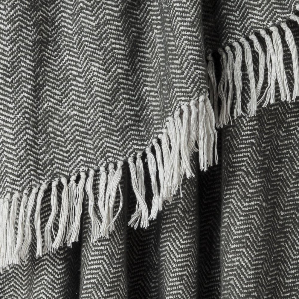50" X 60" Black And White Chevron Cotton Throw Blanket