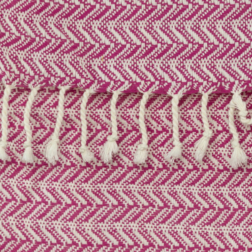 50" X 60" Hot Pink Cotton Woven Chevron Throw Blanket with Fringe