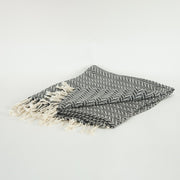 50" X 60" Black And Ivory Chevron Cotton Throw Blanket with Fringe