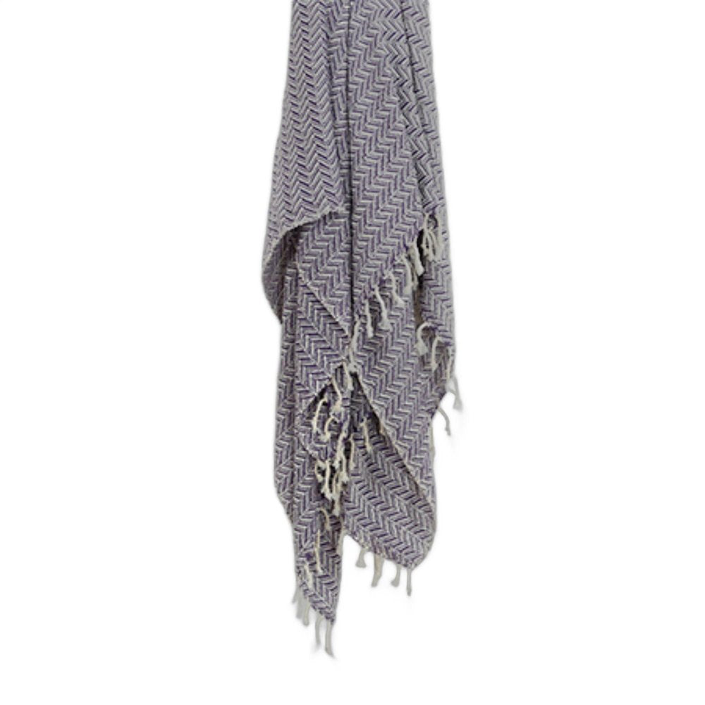 50" X 60" Purple Cotton Woven Chevron Throw Blanket with Fringe