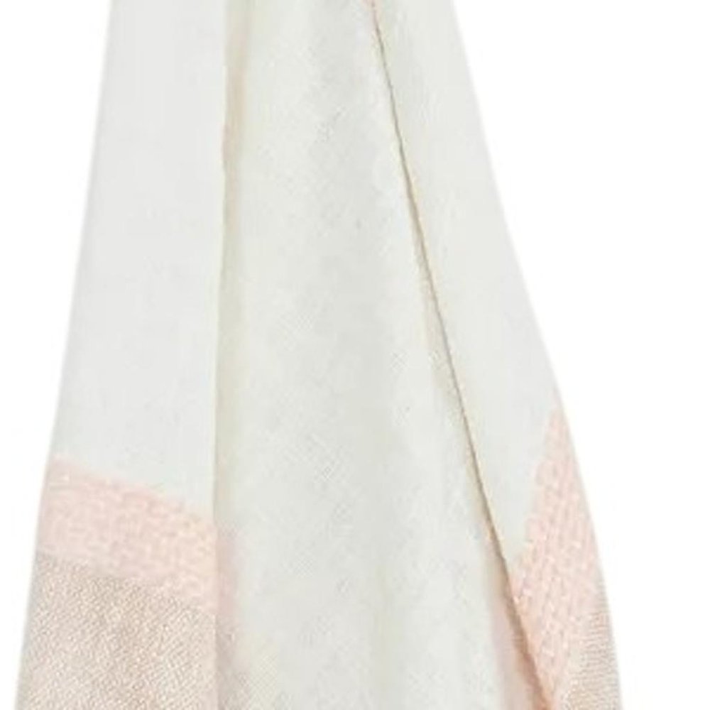 50" X 60" Blush Cotton Woven Color Block Throw Blanket with Fringe