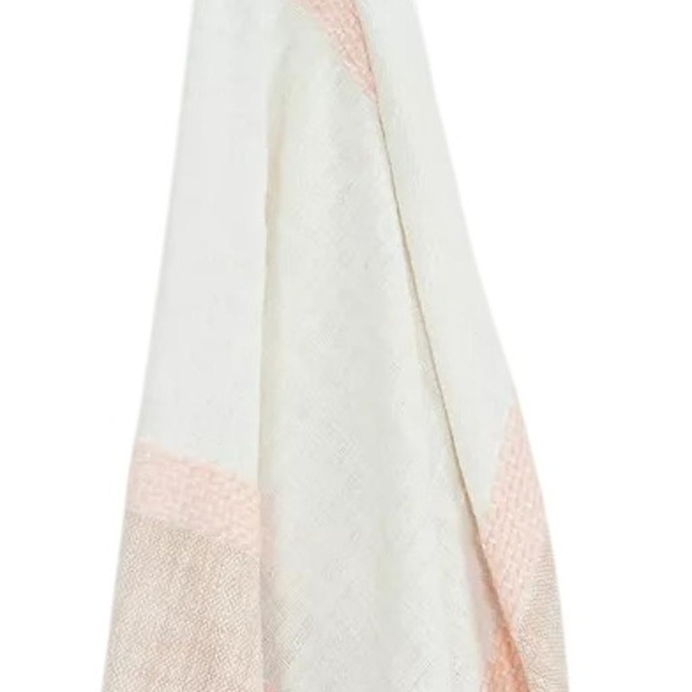 50" X 60" Blush Cotton Woven Color Block Throw Blanket with Fringe