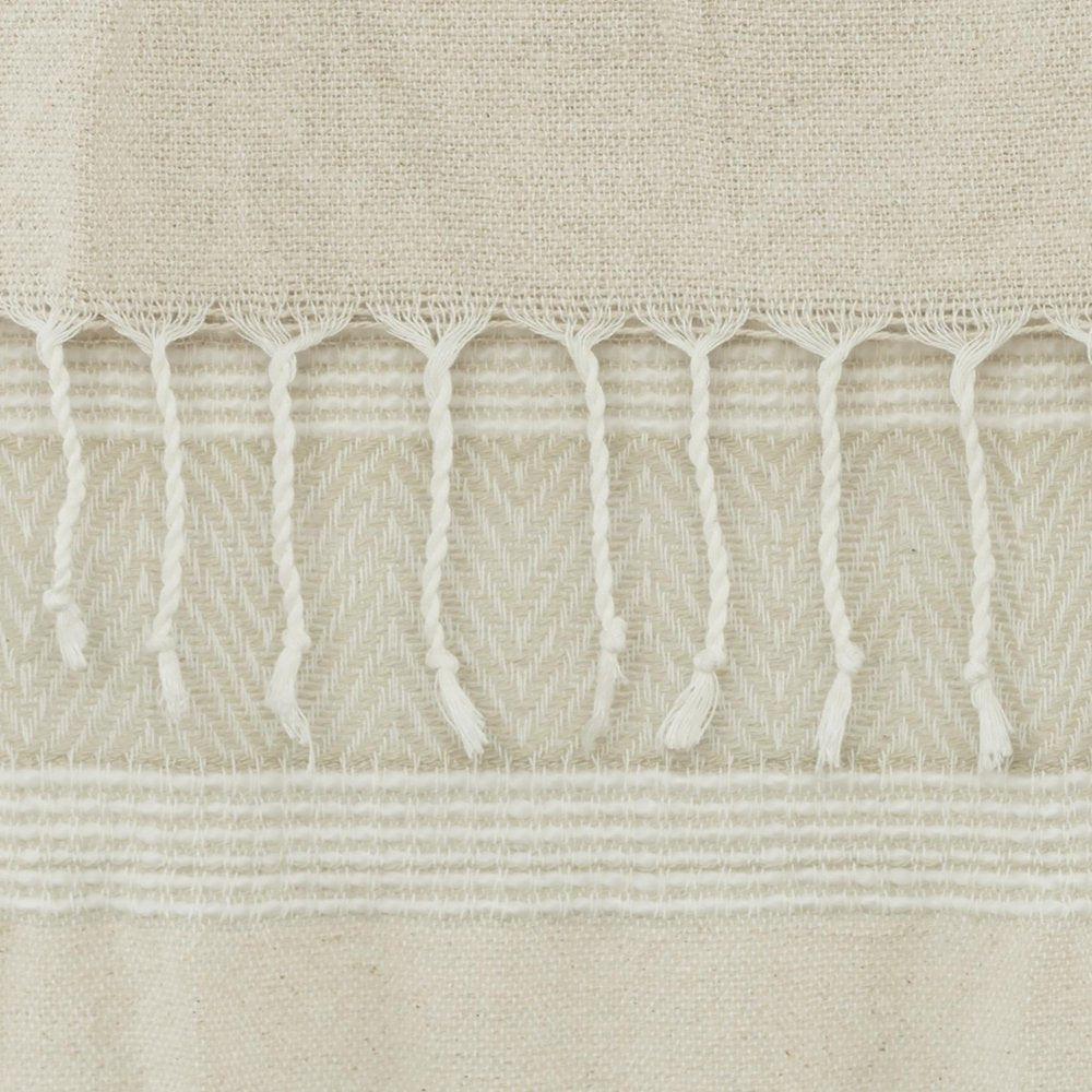 50" X 60" Natural Cotton Woven Striped Throw Blanket with Fringe
