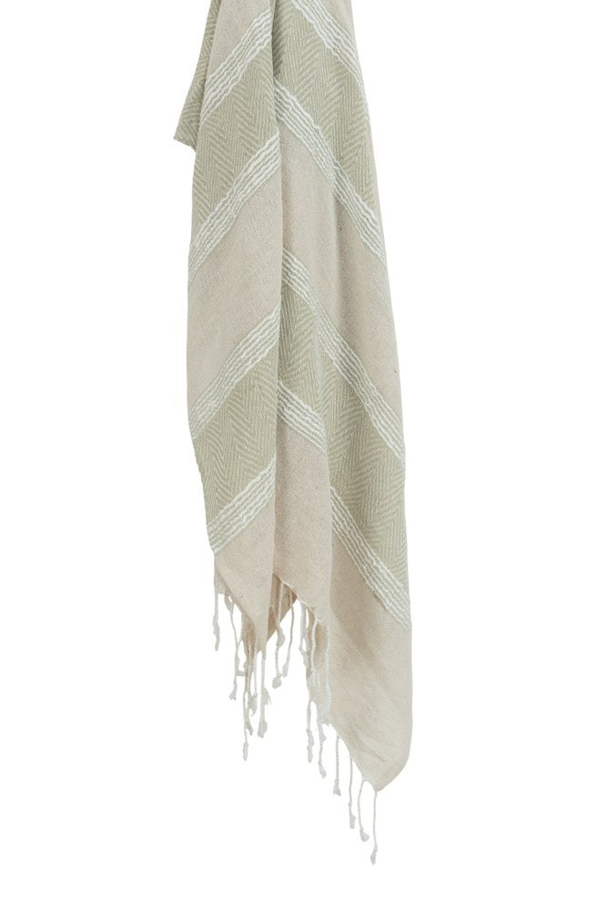 50" X 60" Natural Cotton Woven Striped Throw Blanket with Fringe