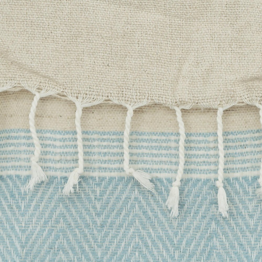 50" X 60" Aqua Cotton Woven Striped Throw Blanket with Fringe