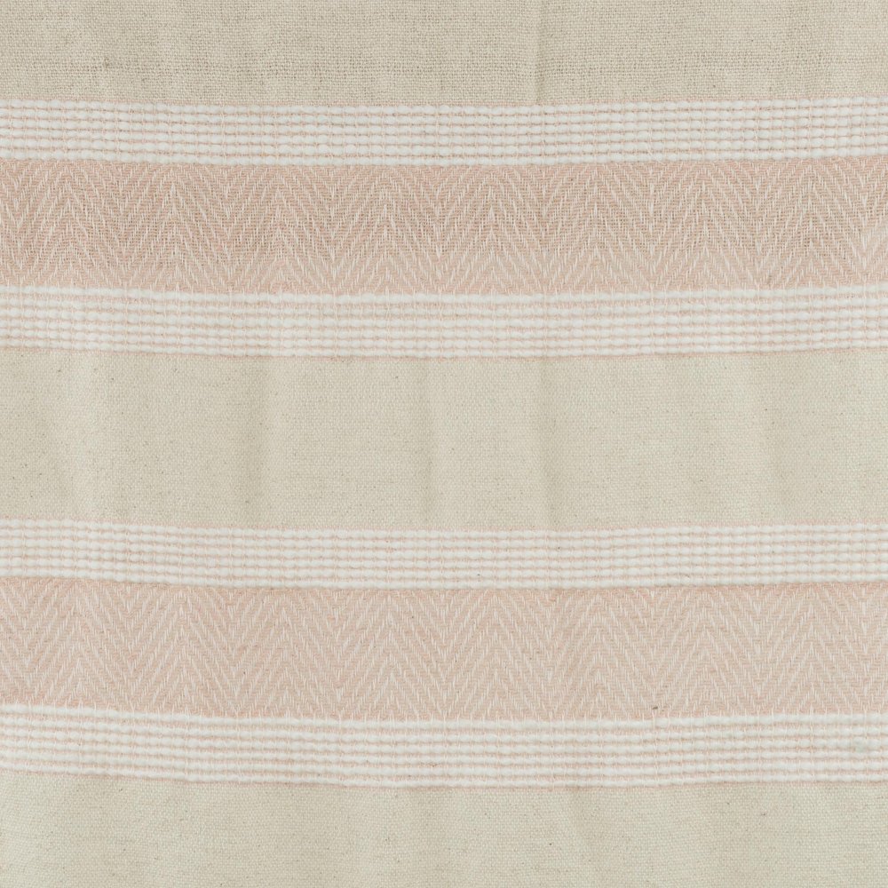50" X 60" Beige And Pink Cotton Woven Striped Throw Blanket with Fringe