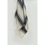 50" X 60" Black Cotton Woven Striped Throw Blanket with Fringe