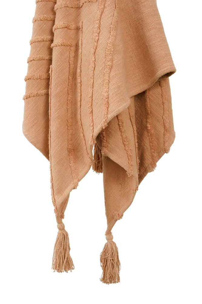 50" X 60" Terra Cotta Cotton Woven Geometric Throw Blanket with Fringe