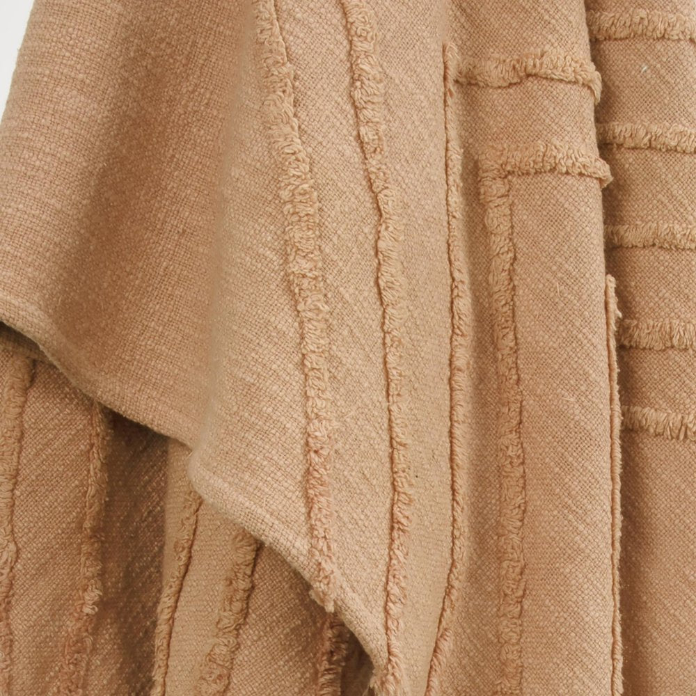 50" X 60" Terra Cotta Cotton Woven Geometric Throw Blanket with Fringe