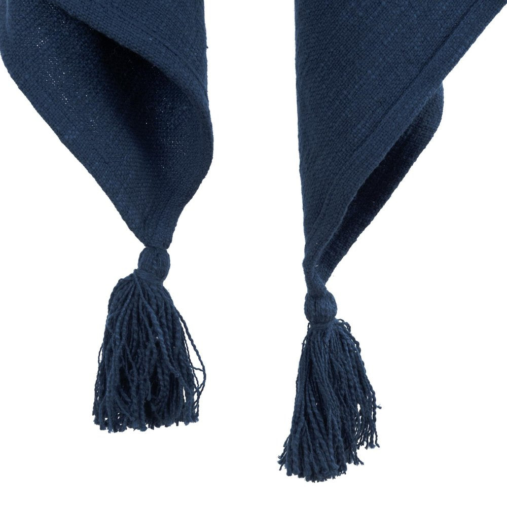 50" X 60" Blue Cotton Woven Ikat Throw Blanket with Tassels