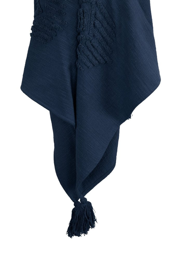 50" X 60" Blue Cotton Woven Ikat Throw Blanket with Tassels
