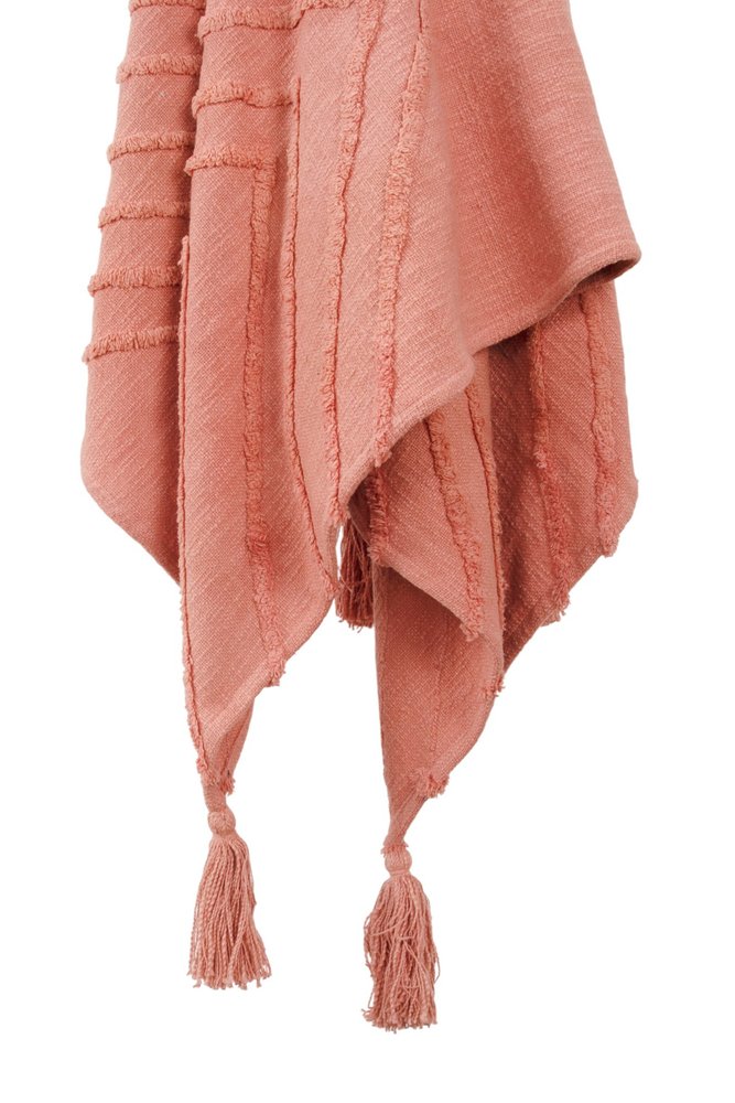 50" X 60" Coral Cotton Woven Geometric Throw Blanket with Tassels
