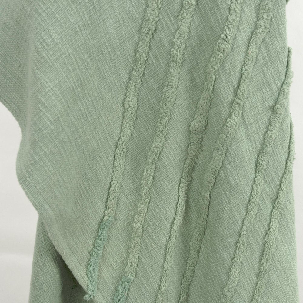 50" X 60" Green Cotton Woven Geometric Throw Blanket with Tassels