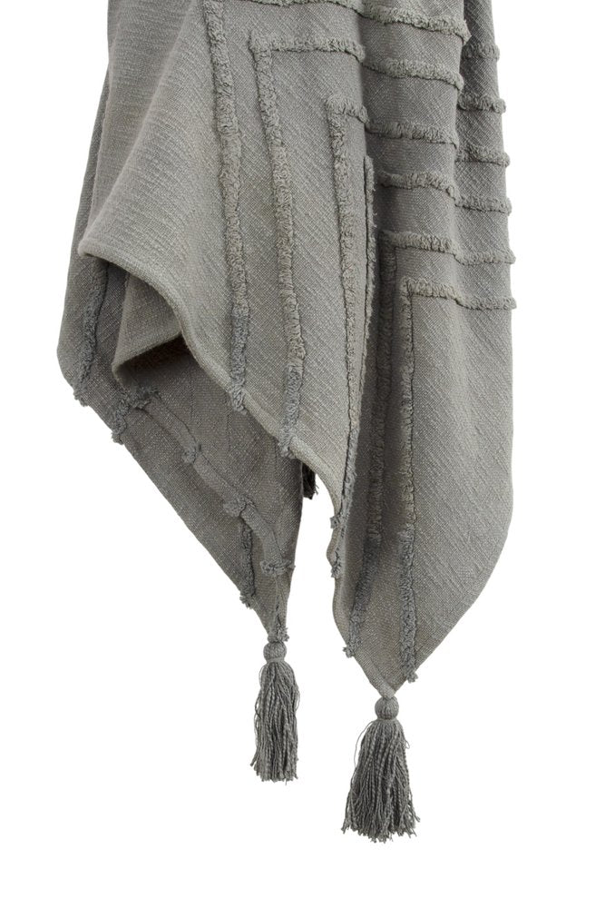 50" X 60" Gray Cotton Woven Geometric Throw Blanket with Tassels