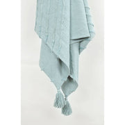 50" X 60" Aqua Cotton Woven Geometric Throw Blanket with Tassels
