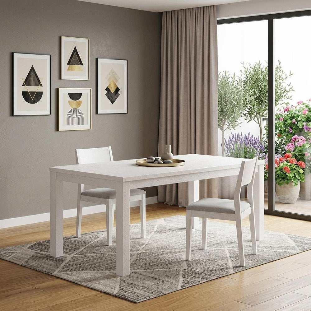 35" Gray Solid Wood Dining Table