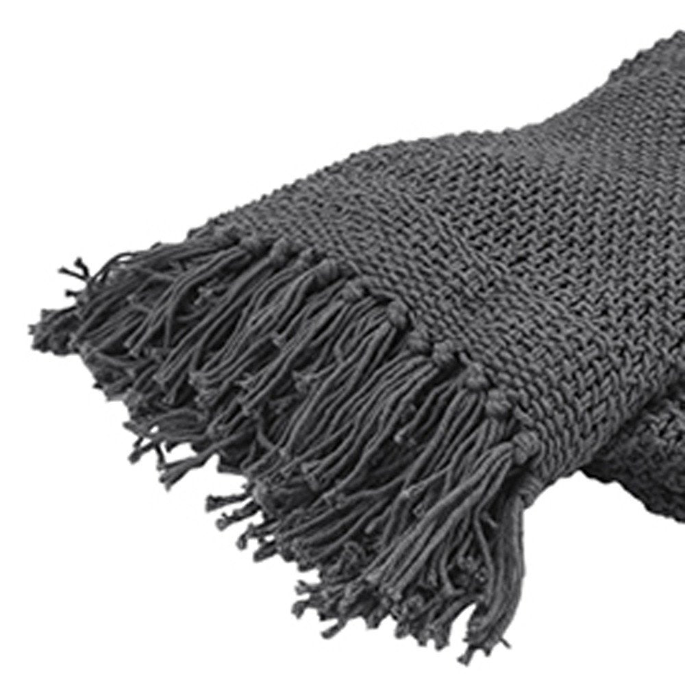50" X 60" Gray Cotton Woven Throw Blanket