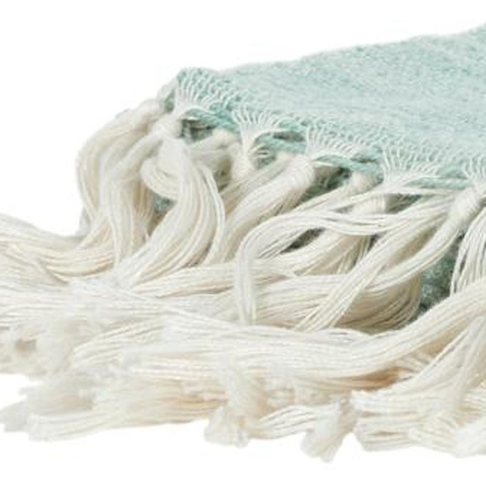 50" X 60" Aqua Woven Poly PET Abstract Stripe Throw Blanket with Tassels