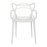 White Heavy Duty Plastic Open Back Dining Arm Chair