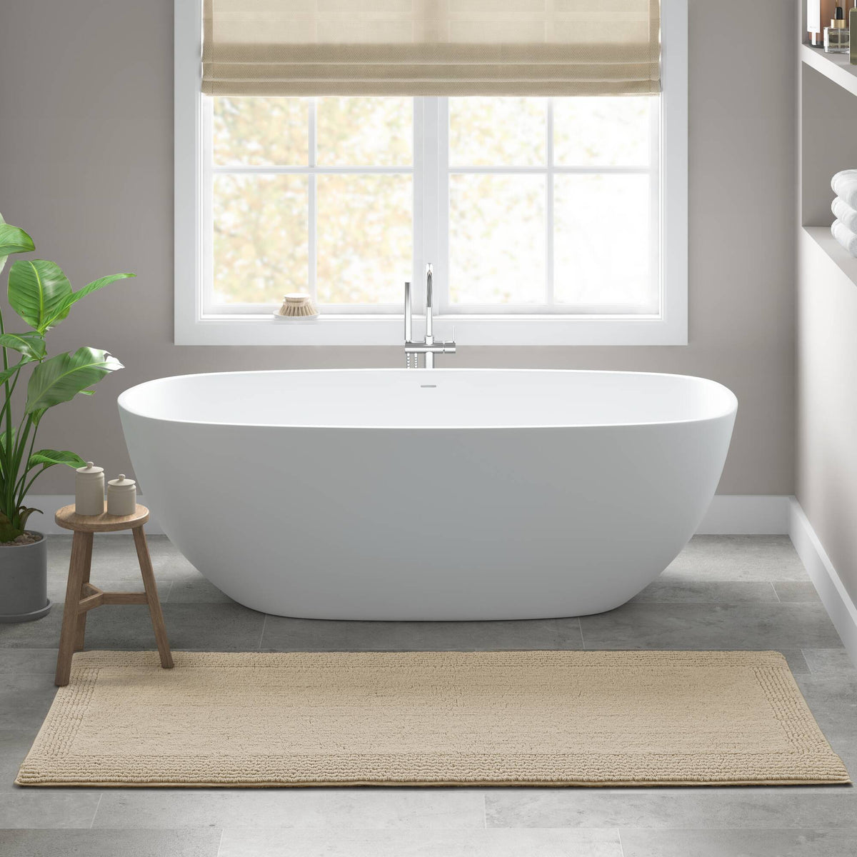 Splendor - 21" x 34" Tufted Reversible Bath Rug - Taupe