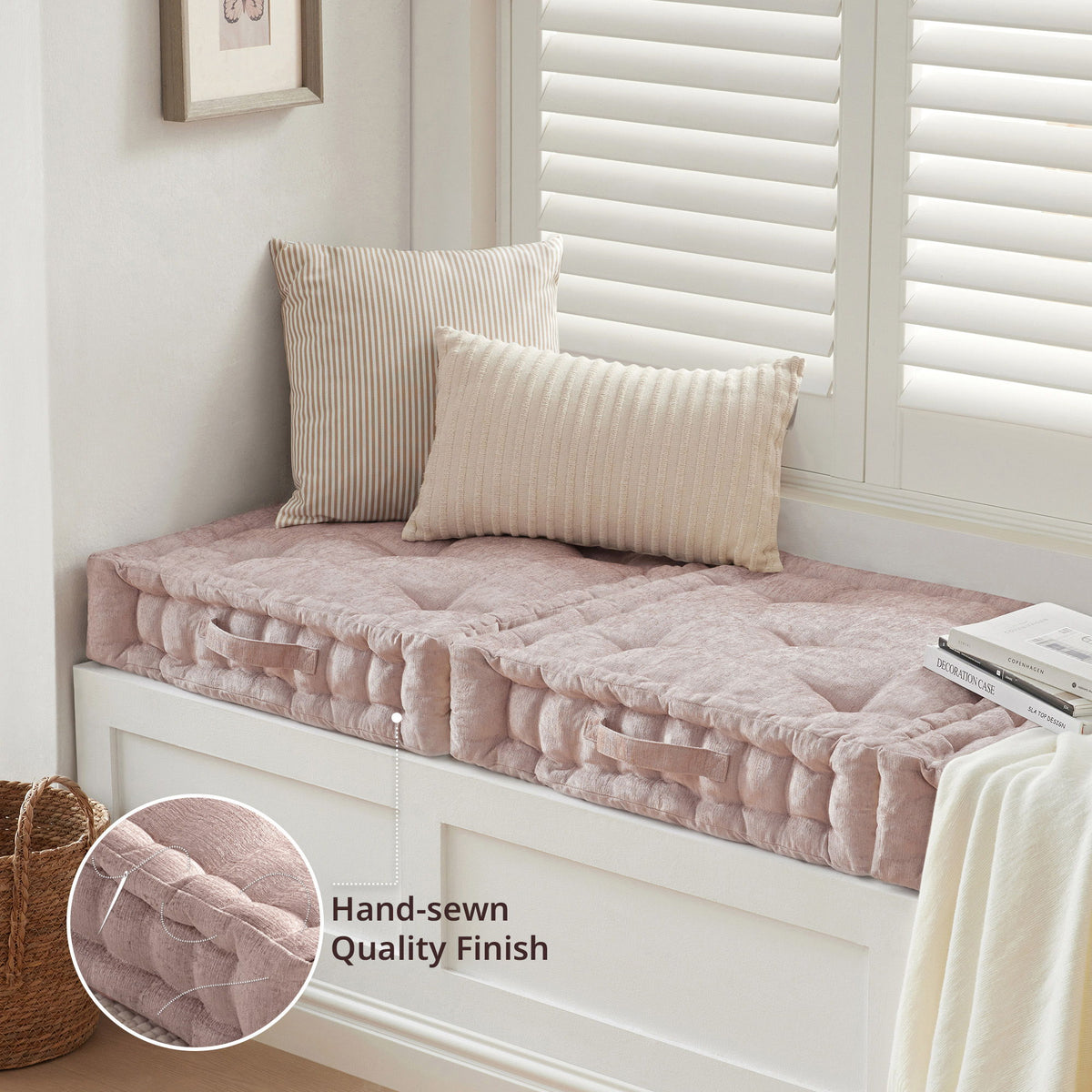 Azza - Poly Square Floor Pillow Cushion - Blush