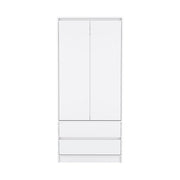 71" White Wood Two Door Two Drawer Combo Dresser