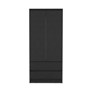 71" Black Wood Two Door Two Drawer Combo Dresser