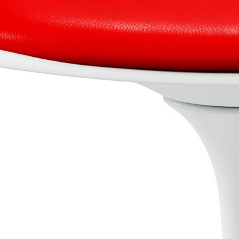 Red and White Upholstered Faux Leather Dining Arm Chair