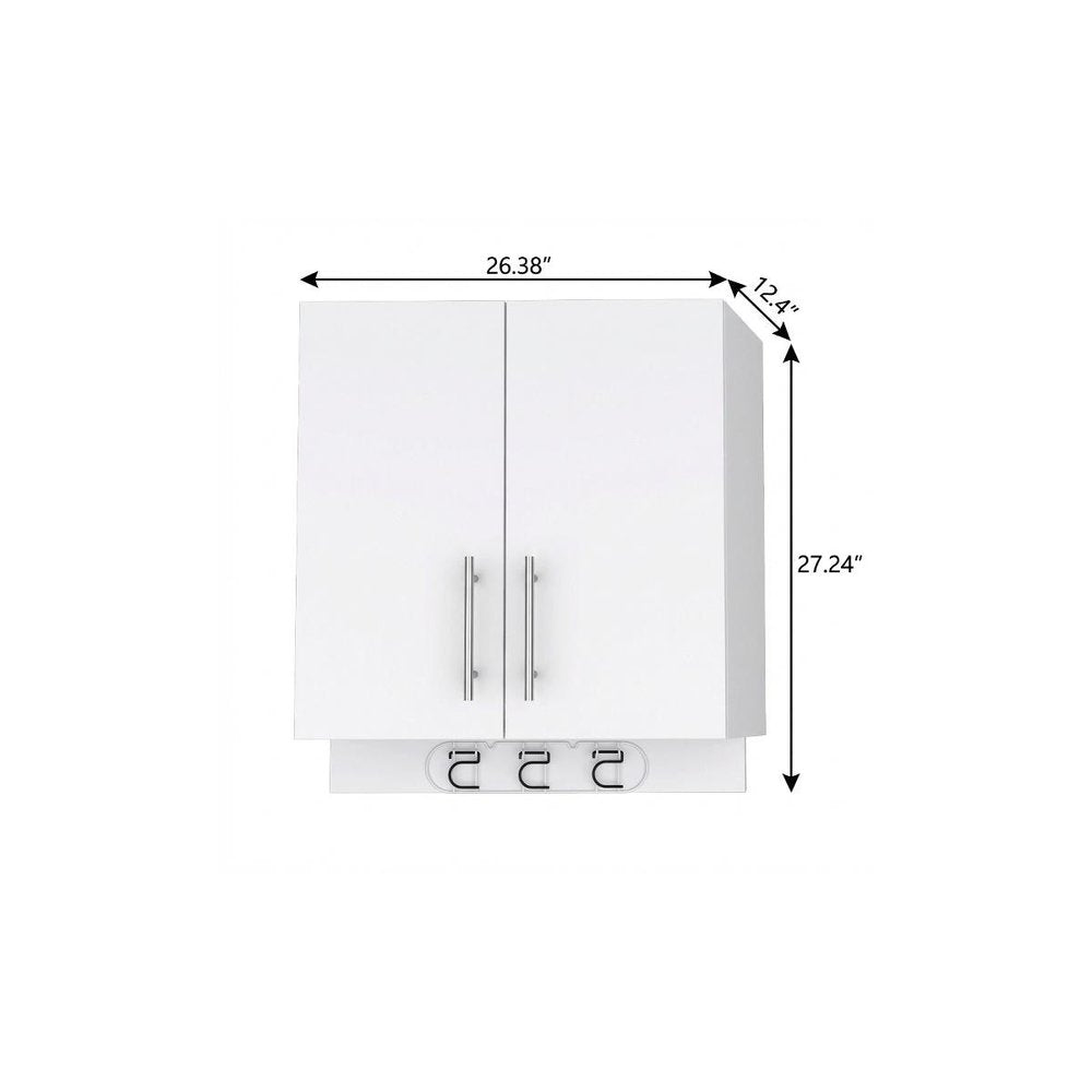 26" White Wood Floating Double Door Bathroom Vanity