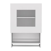 20" White Wood Wall Mounted China Cabinet With Single Door
