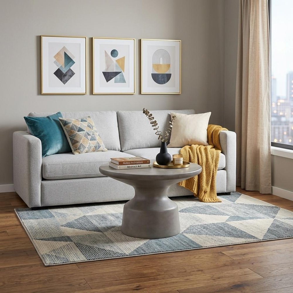 24" Gray Concrete Round Coffee Table