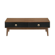 47" Brown And Black Coffee Table With Two Drawers