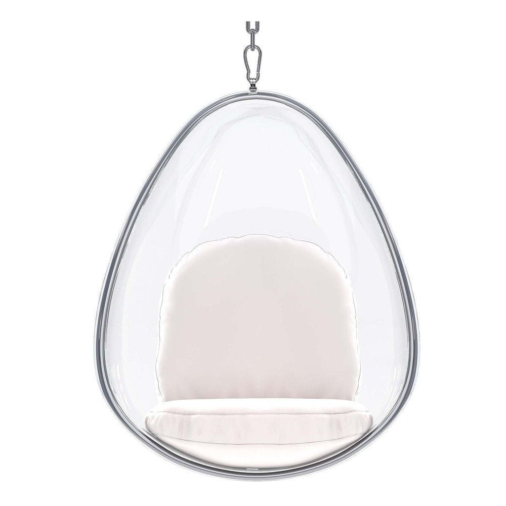 27" White Faux Leather Balloon Chair