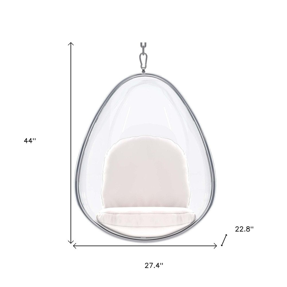 27" White Faux Leather Balloon Chair