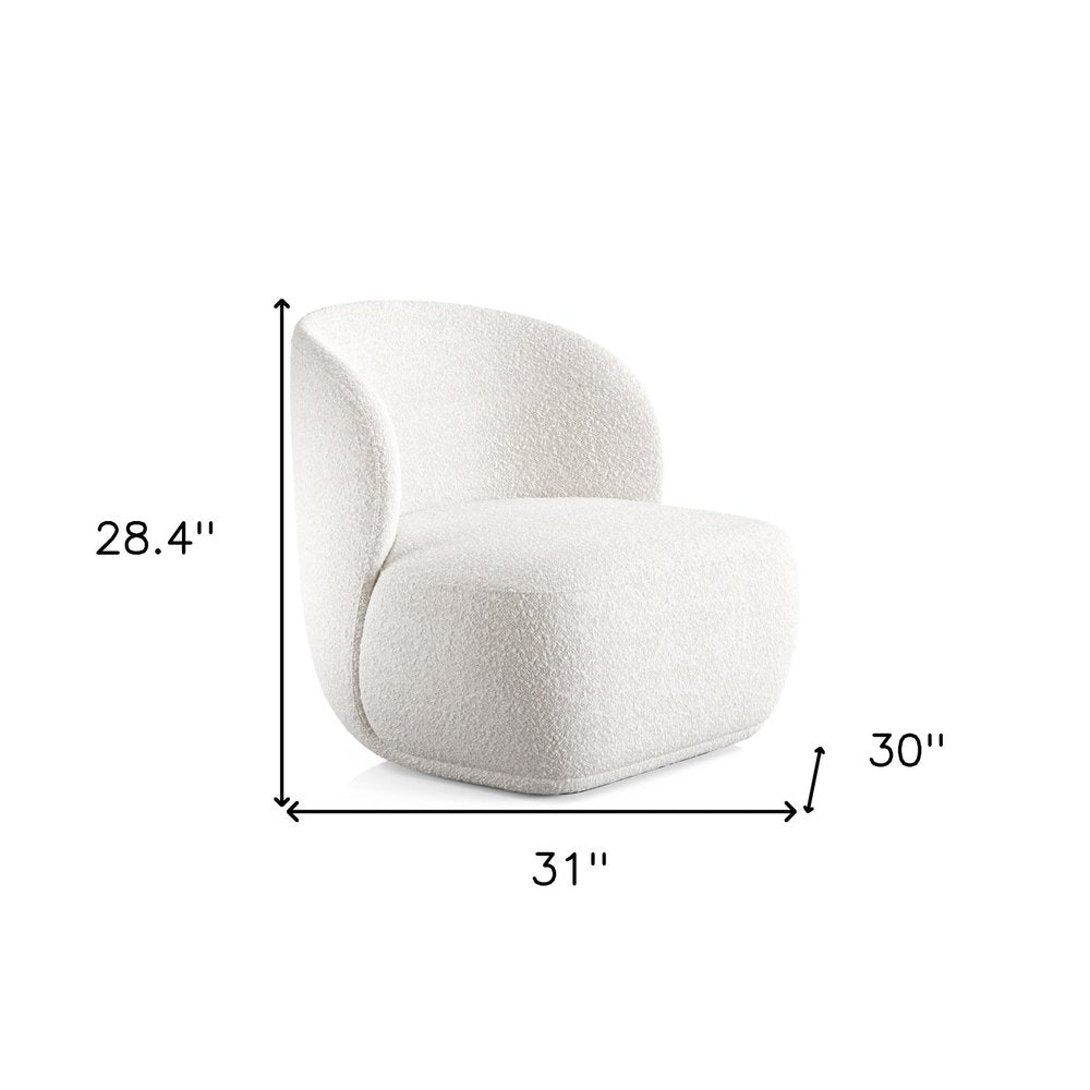 31" White Boucle Wingback Chair