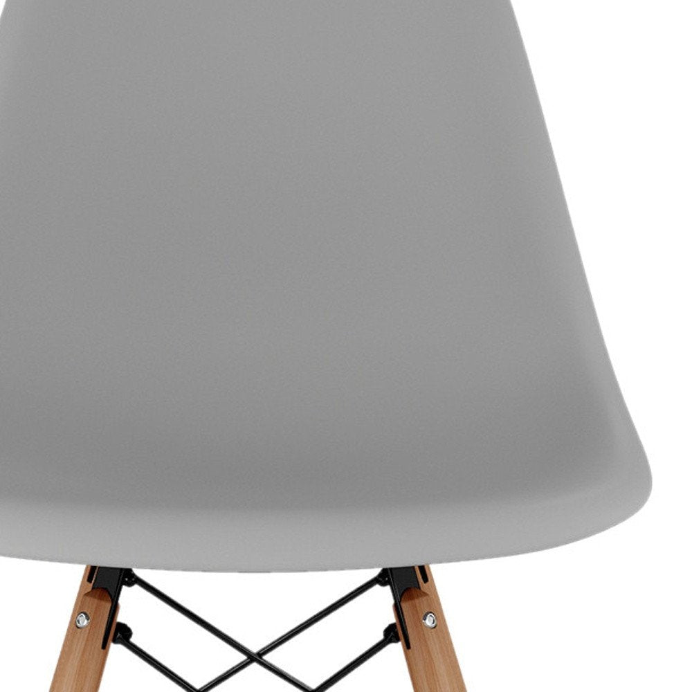 28" Gray And Brown Heavy Duty Plastic And Solid Wood Counter Height Bar Chair
