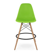 28" Green And Brown Heavy Duty Plastic And Solid Wood Counter Height Bar Chair