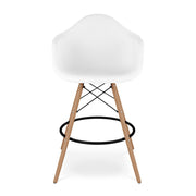 28" White And Brown Heavy Duty Plastic And Solid Wood Low Back Counter Height Bar Chair