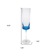 Set of Four Clear And Blue Acrylic Round Bowl Stemmed Flute