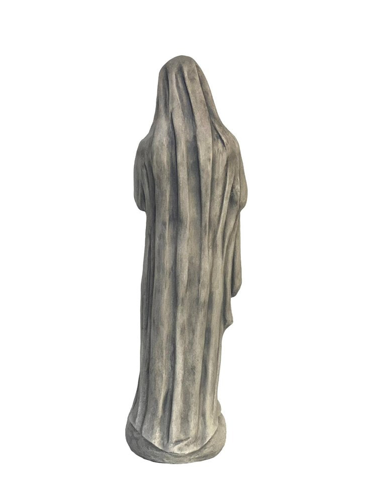 32" Gray Polyresin Virgin Mary Outdoor Statue