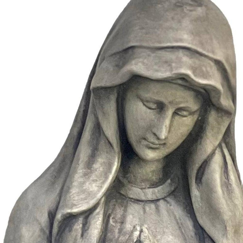 32" Gray Polyresin Virgin Mary Outdoor Statue