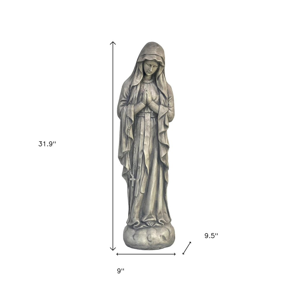 32" Gray Polyresin Virgin Mary Outdoor Statue