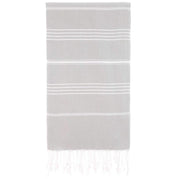 39" X 71" Gray Cotton Knitted Striped Turkish Towel Throw Blanket with Fringe